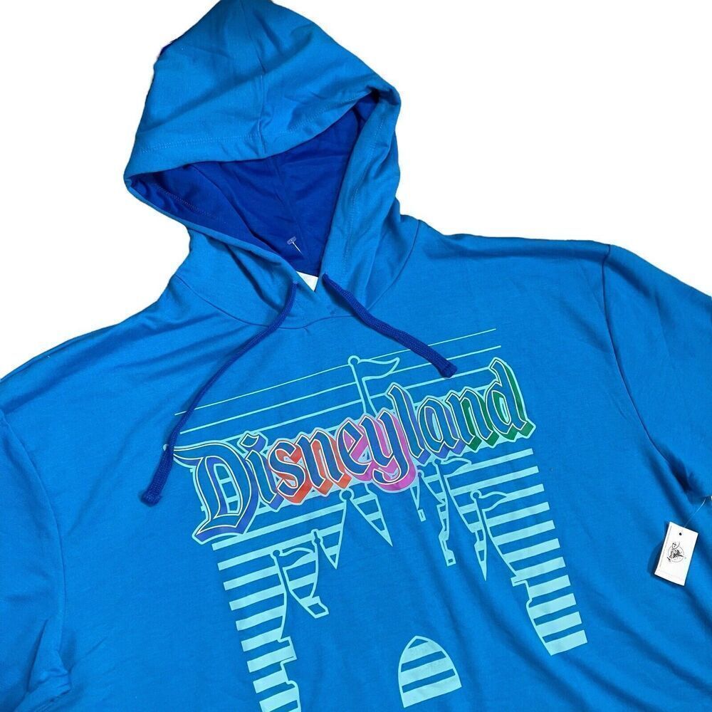 Disneyland Hoodie‎ Women’s 1X Blue Cropped Sleeping Beauty’s Castle Disney Parks